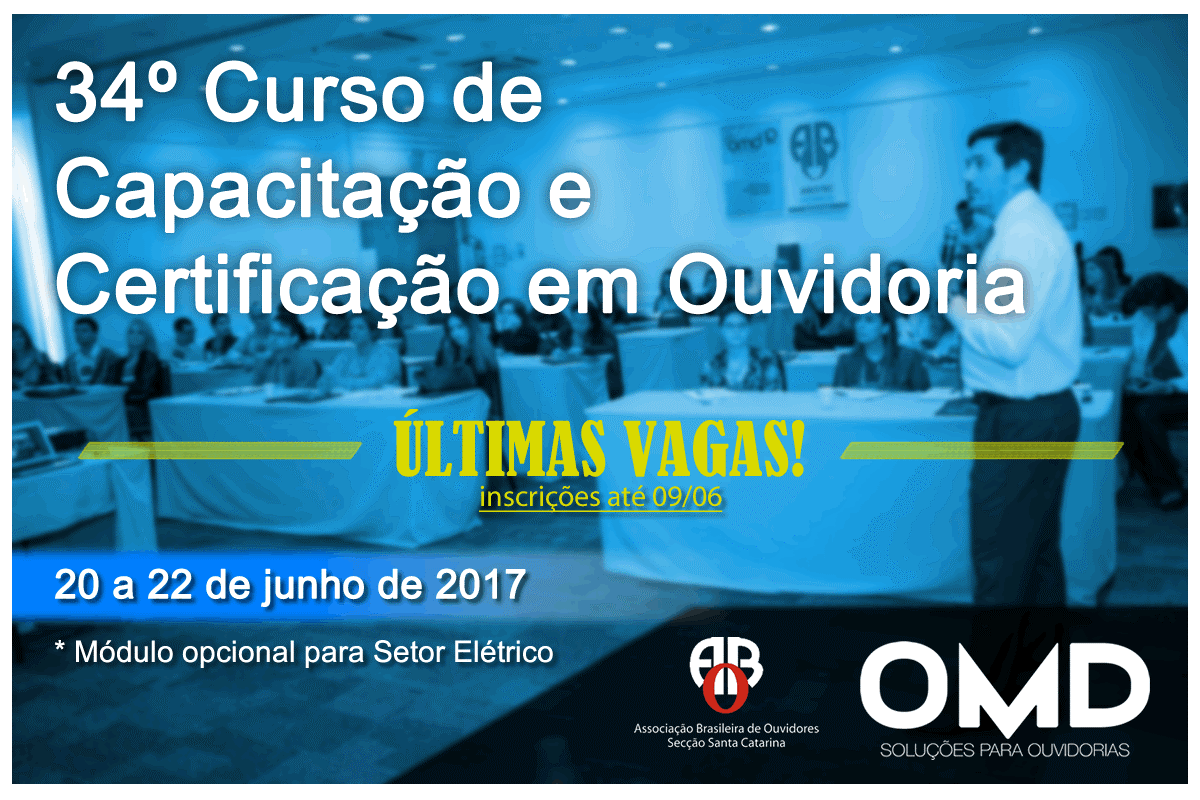 34º Curso de Capacitação e Certificação em Ouvidoria – últimas vagas